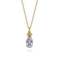 14K Yellow Gold Diamond Bujukan Teardrop Pendant Necklace