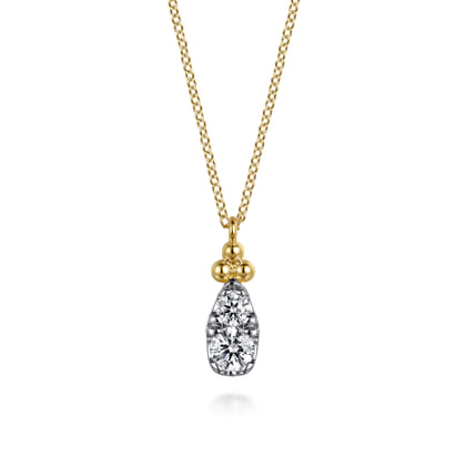 14K Yellow Gold Diamond Bujukan Teardrop Pendant Necklace