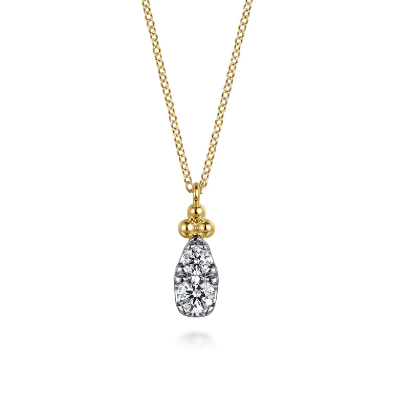 14K Yellow Gold Diamond Bujukan Teardrop Pendant Necklace - 0.5 ct - Shot 1