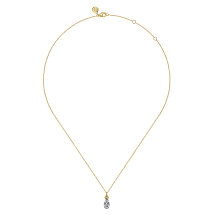 14K Yellow Gold Diamond Bujukan Teardrop Pendant Necklace