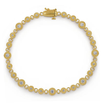 14K Yellow Gold Diamond Bujukan Tennis Bracelet
