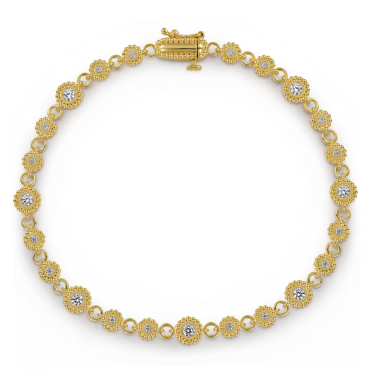 14K Yellow Gold Diamond Bujukan Tennis Bracelet - 0.5 ct - Shot 1