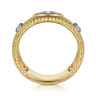 14K Yellow Gold Diamond Bujukan Wide Band Ladies Ring - 0.11 ct
