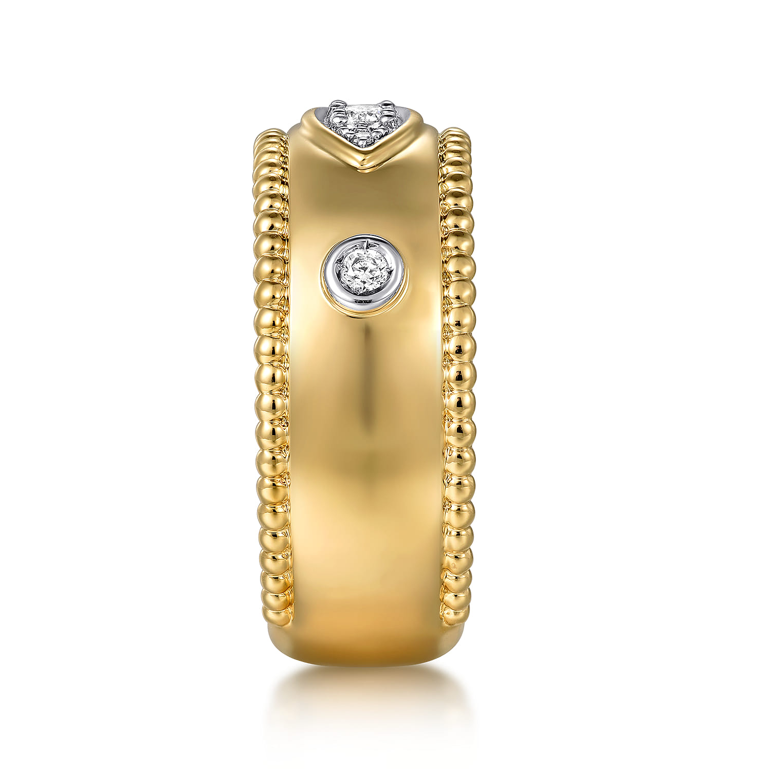 14K Yellow Gold Diamond Bujukan Wide Band Ladies Ring - 0.11 ct - Shot 4