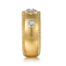 14K Yellow Gold Diamond Bujukan Wide Band Ladies Ring - 0.11 ct