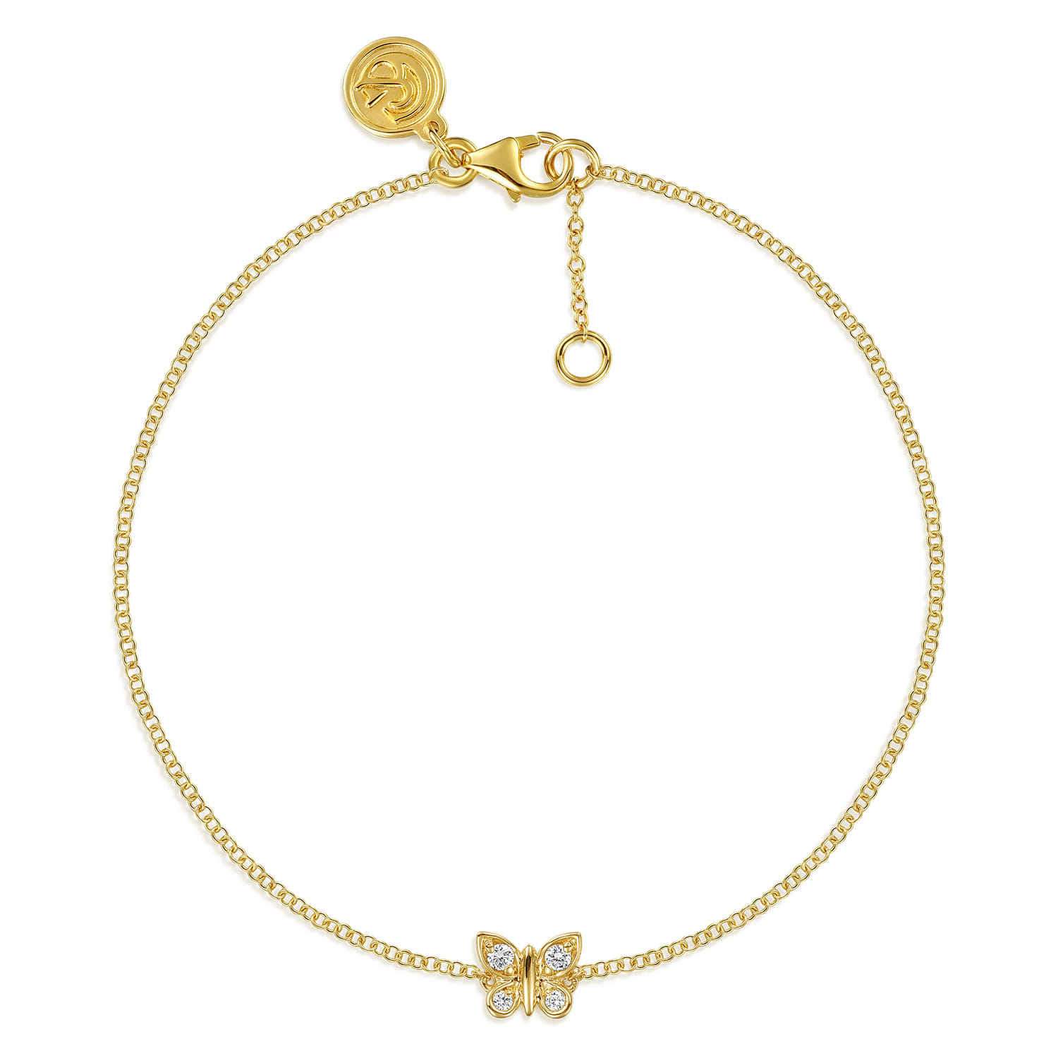 14K Yellow Gold Diamond Butterfly Bracelet - 0.05 ct - Shot 1