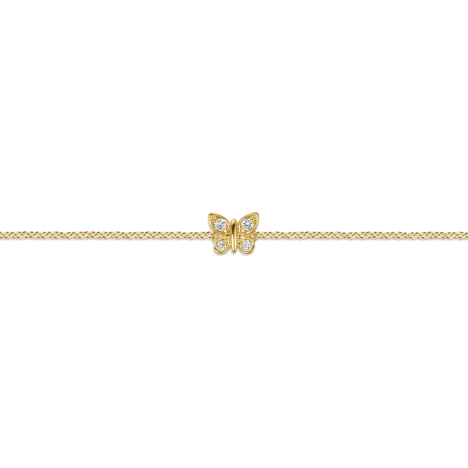 14K Yellow Gold Diamond Butterfly Bracelet - 0.05 ct - Shot 2