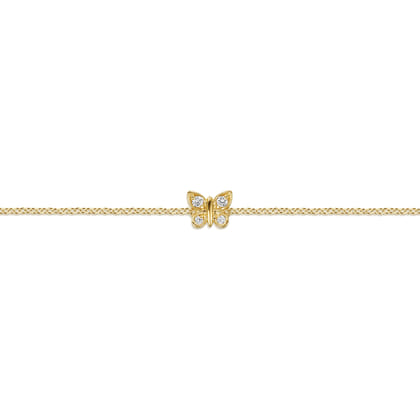 14K Yellow Gold Diamond Butterfly Bracelet
