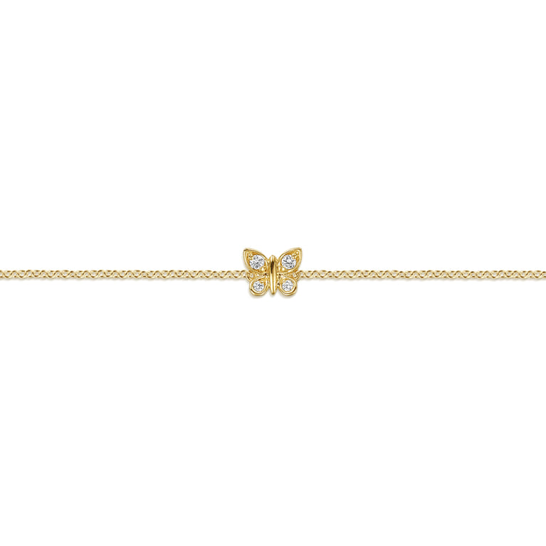 14K Yellow Gold Diamond Butterfly Bracelet - 0.05 ct - Shot 2