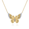 14K Yellow Gold Diamond Butterfly Pendant Necklace - 0.21 ct