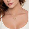 14K Yellow Gold Diamond Butterfly Pendant Necklace - 0.21 ct