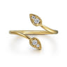 14K Yellow Gold Diamond By-pass Ladies Ring - 0.09 ct