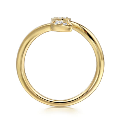 14K Yellow Gold Diamond By-pass Ladies Ring