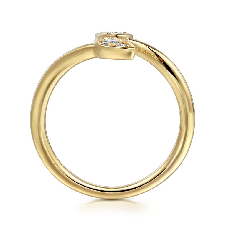 14K Yellow Gold Diamond By-pass Ladies Ring - 0.09 ct - Shot 2