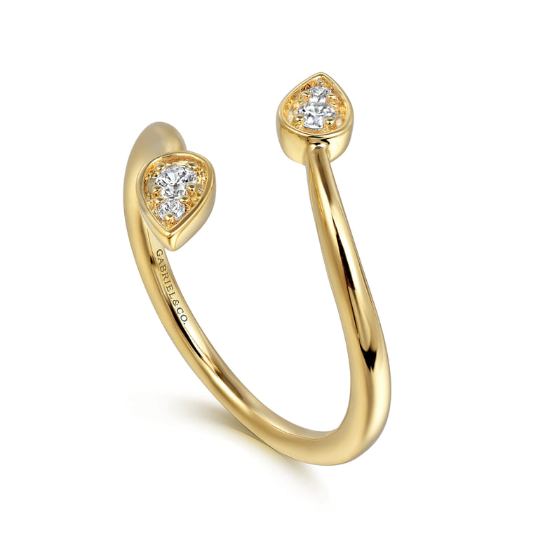 14K Yellow Gold Diamond By-pass Ladies Ring - 0.09 ct - Shot 3