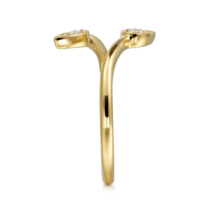14K Yellow Gold Diamond By-pass Ladies Ring