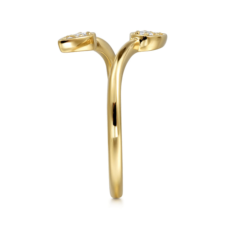 14K Yellow Gold Diamond By-pass Ladies Ring - 0.09 ct - Shot 4