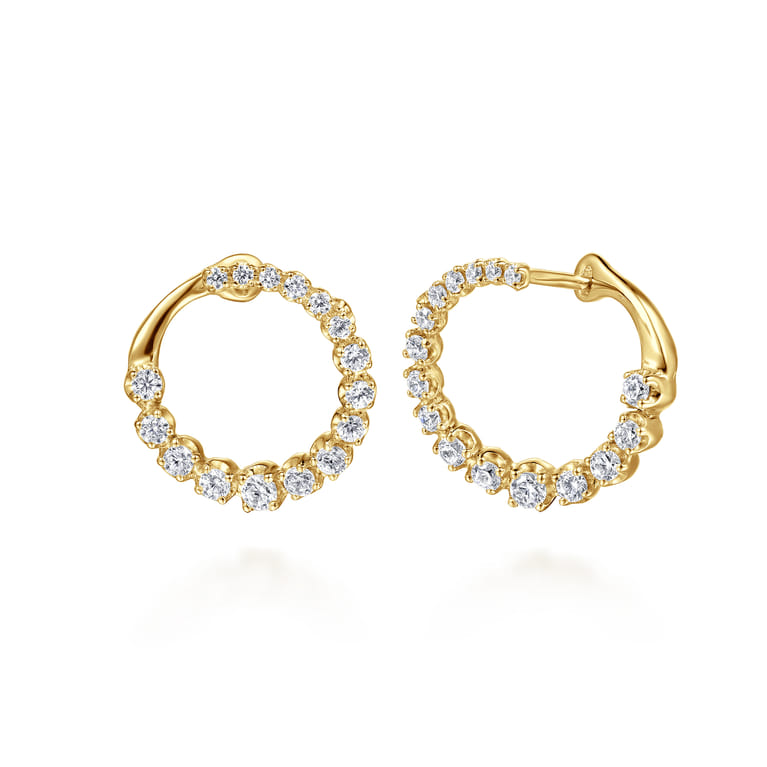 14K Yellow Gold Diamond Bypass Hoop Earrings - 0.55 ct - Shot 1