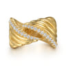 14K Yellow Gold Diamond Bypass Ladies Ring - 0.45 ct