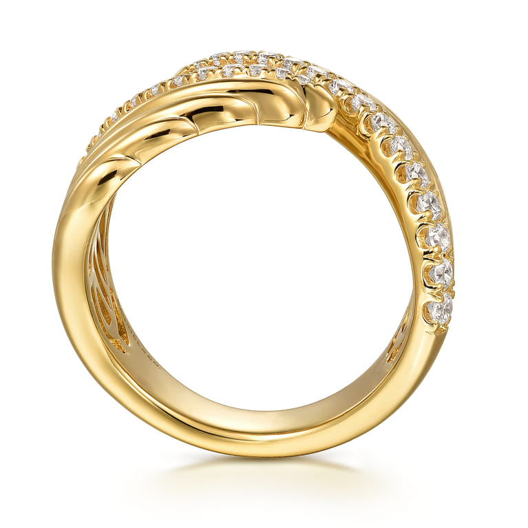 14K Yellow Gold Diamond Bypass Ladies Ring - 0.45 ct - Shot 2