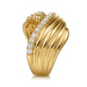 14K Yellow Gold Diamond Bypass Ladies Ring - 0.45 ct