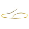 14K Yellow Gold Diamond Bypass Open Bangle - 0.3 ct