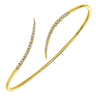 14K Yellow Gold Diamond Bypass Open Bangle - 0.3 ct