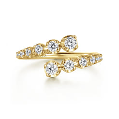 14K Yellow Gold Diamond Bypass Ring