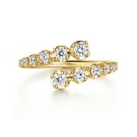 14K Yellow Gold Diamond Bypass Ring