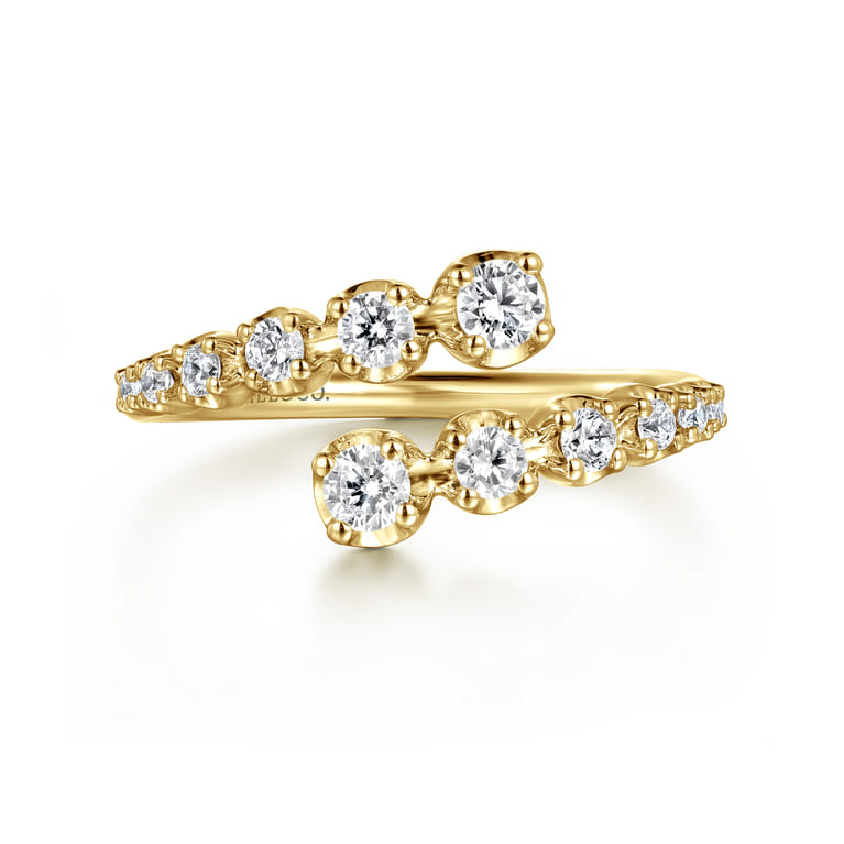 14K Yellow Gold Diamond Bypass Ring - 0.51 ct - Shot 1