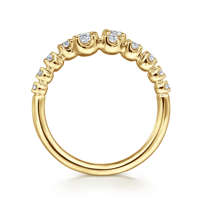 14K Yellow Gold Diamond Bypass Ring - 0.51 ct - Shot 2