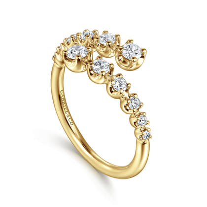 14K Yellow Gold Diamond Bypass Ring