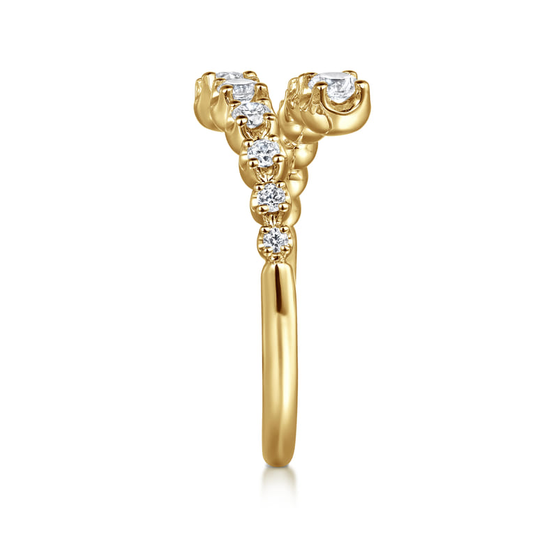 14K Yellow Gold Diamond Bypass Ring - 0.51 ct - Shot 4