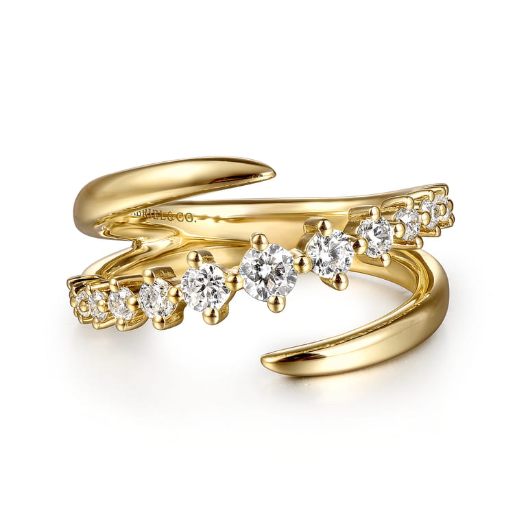 14K Yellow Gold Diamond Bypass Ring - 0.5 ct - Shot 1
