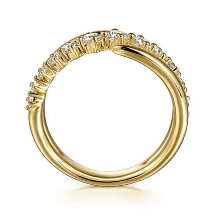 14K Yellow Gold Diamond Bypass Ring