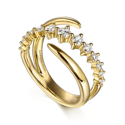 14K Yellow Gold Diamond Bypass Ring