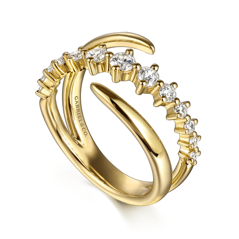 14K Yellow Gold Diamond Bypass Ring - 0.5 ct - Shot 3