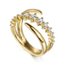 14K Yellow Gold Diamond Bypass Ring - 0.5 ct