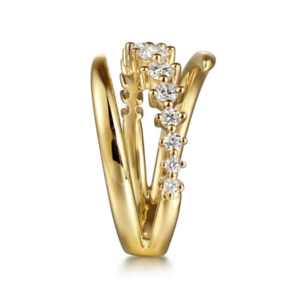14K Yellow Gold Diamond Bypass Ring