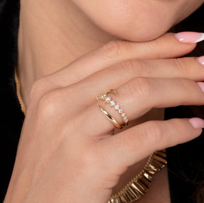 14K Yellow Gold Diamond Bypass Ring