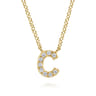 14K Yellow Gold Diamond C Initial Pendant Necklace - 0.05 ct
