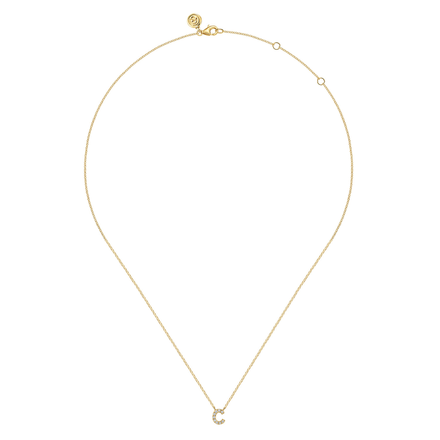 14K Yellow Gold Diamond C Initial Pendant Necklace - 0.05 ct - Shot 2