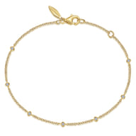14K Yellow Gold Diamond Chain Bracelet