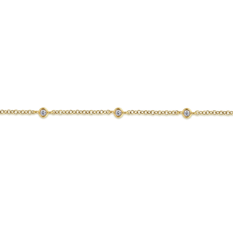 14K Yellow Gold Diamond Chain Bracelet - 0.08 ct - Shot 2