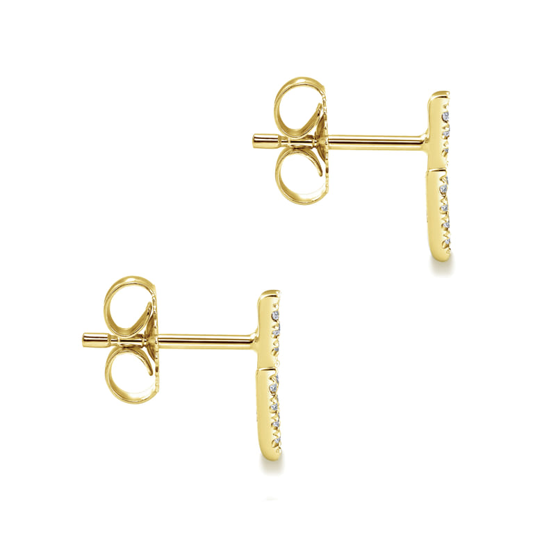 14K Yellow Gold Diamond Chevron Earrings - 0.11 ct - Shot 3