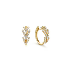 14K Yellow Gold Diamond Chevron Earrings