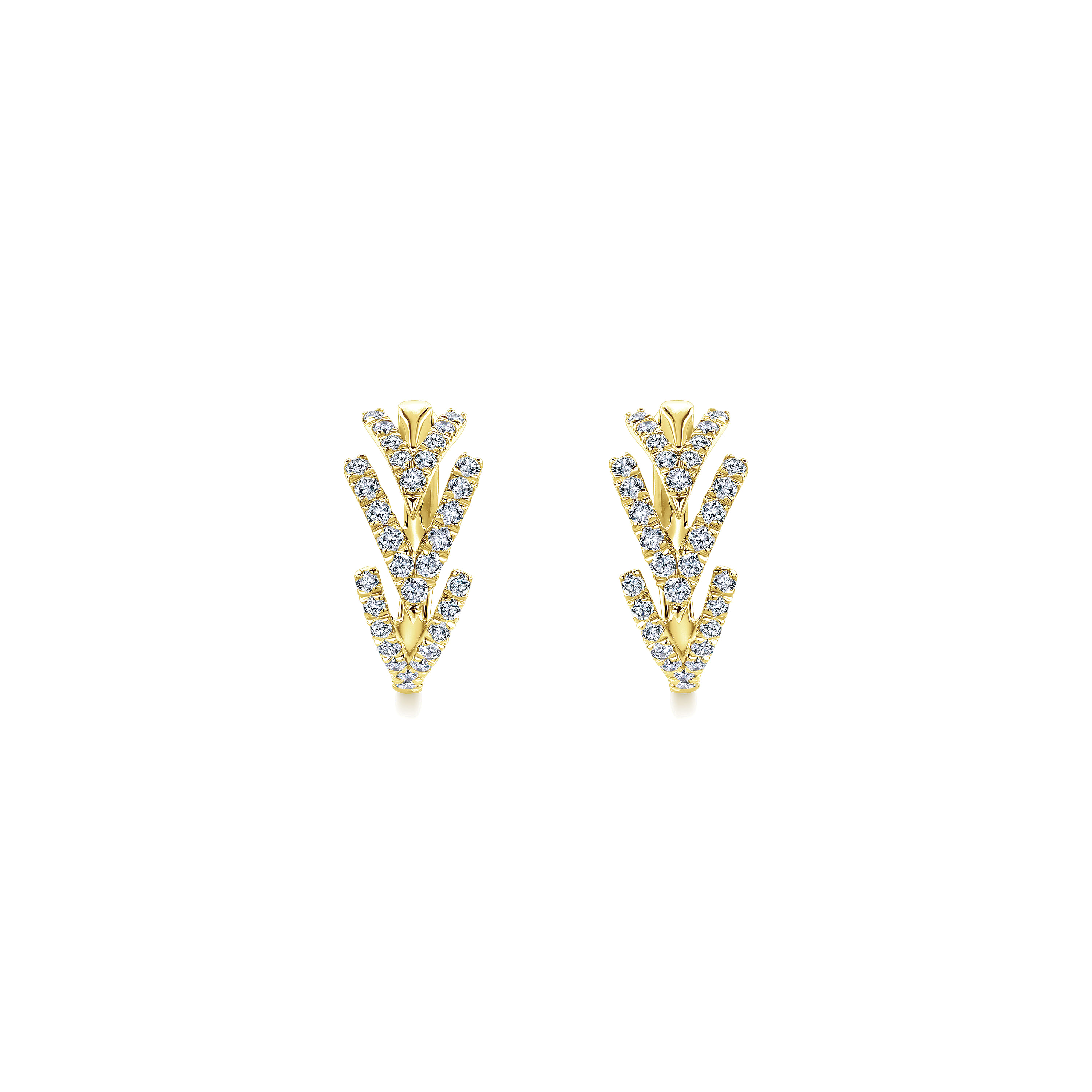 14K Yellow Gold Diamond Chevron Earrings - 0.5 ct - Shot 3