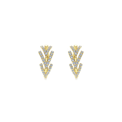 14K Yellow Gold Diamond Chevron Earrings