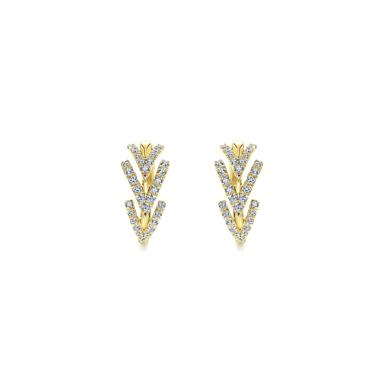 14K Yellow Gold Diamond Chevron Earrings - 0.5 ct - Shot 3