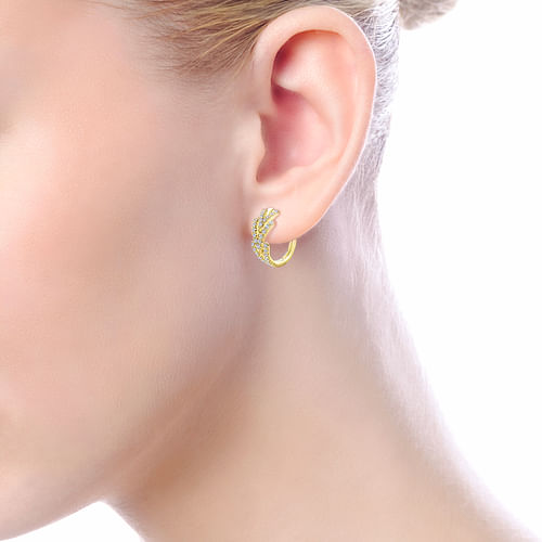 14K Yellow Gold Diamond Chevron Earrings - 0.5 ct - Shot 4